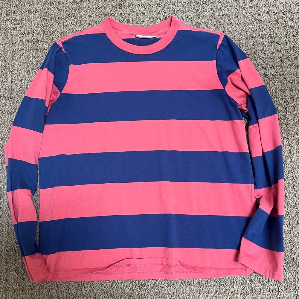 Clare V vintage poppy and navy rugby stripe long sleeve tee - S